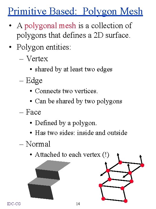Polygons Primative Solid Modeling Chapter 11 12 in FVD Chapter