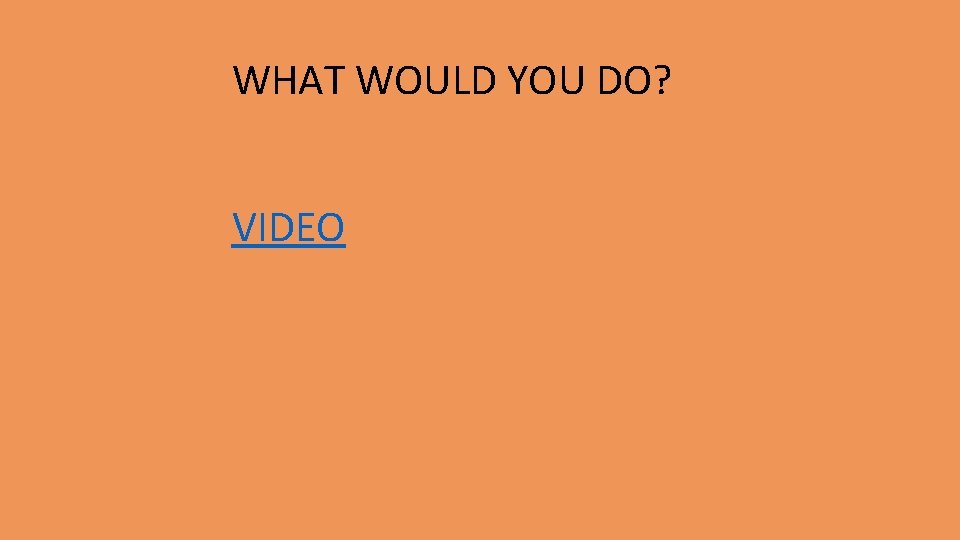 WHAT WOULD YOU DO? VIDEO 