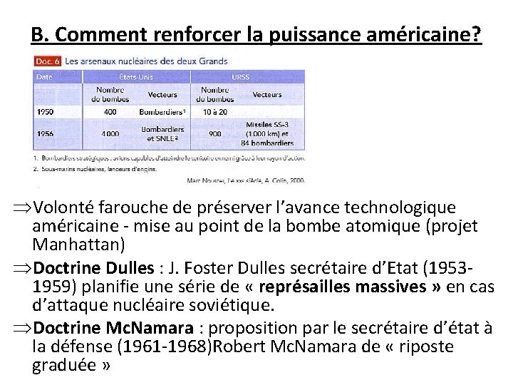 B. Comment renforcer la puissance américaine? ÞVolonté farouche de préserver l’avance technologique américaine -