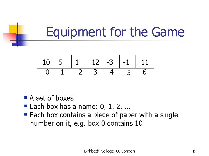 Equipment for the Game 10 0 5 1 1 2 12 3 -3 4