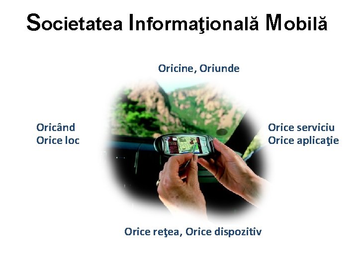 Societatea Informaţională Mobilă Oricine, Oriunde Oricând Orice loc Orice serviciu Orice aplicaţie Orice reţea,