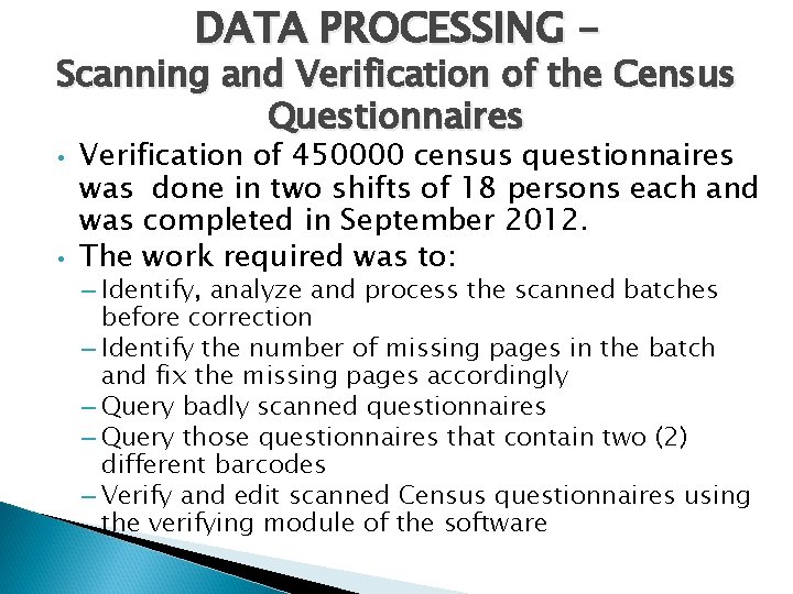 CENSUS DATA PROCESSING TRINIDAD AND TOBAGO 27 th
