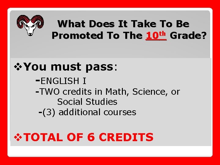 What Does It Take To Be Promoted To The 10 th Grade? v. You