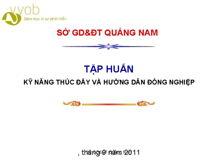 SỞ GD&ĐT QUẢNG NAM TẬP HUẤN KỸ NĂNG THÚC ĐẨY VÀ HƯỚNG DẪN ĐỒNG