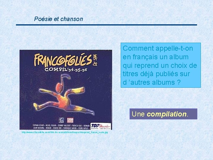 Poésie et chanson Comment appelle-t-on en français un album qui reprend un choix de