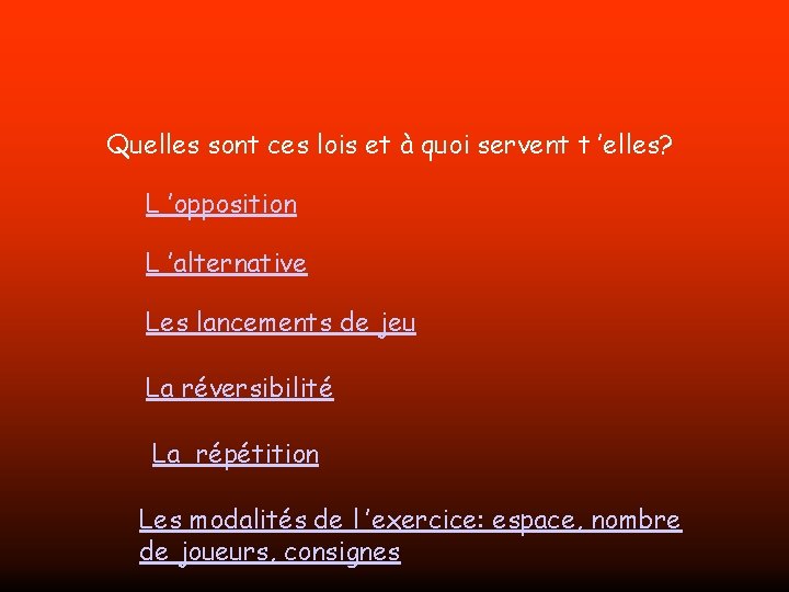 Quelles sont ces lois et à quoi servent t ’elles? L ’opposition L ’alternative