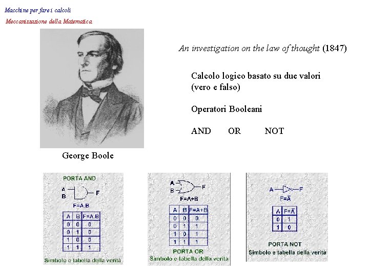 Macchine per fare i calcoli Meccanizzazione della Matematica An investigation on the law of