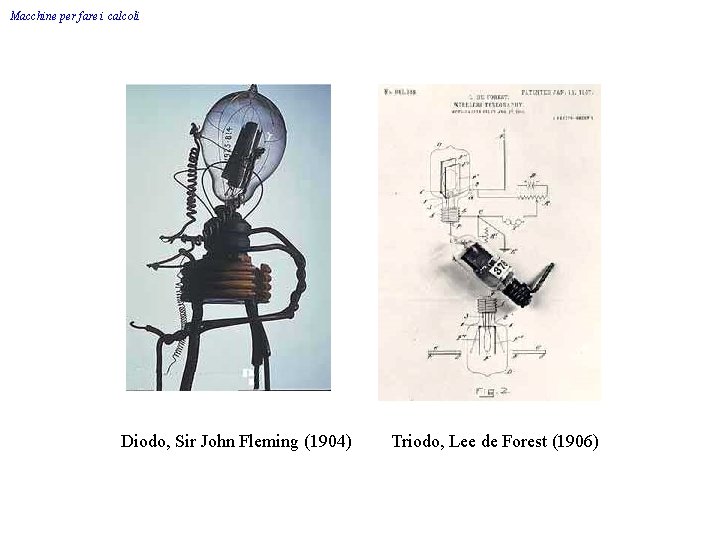 Macchine per fare i calcoli Diodo, Sir John Fleming (1904) Triodo, Lee de Forest