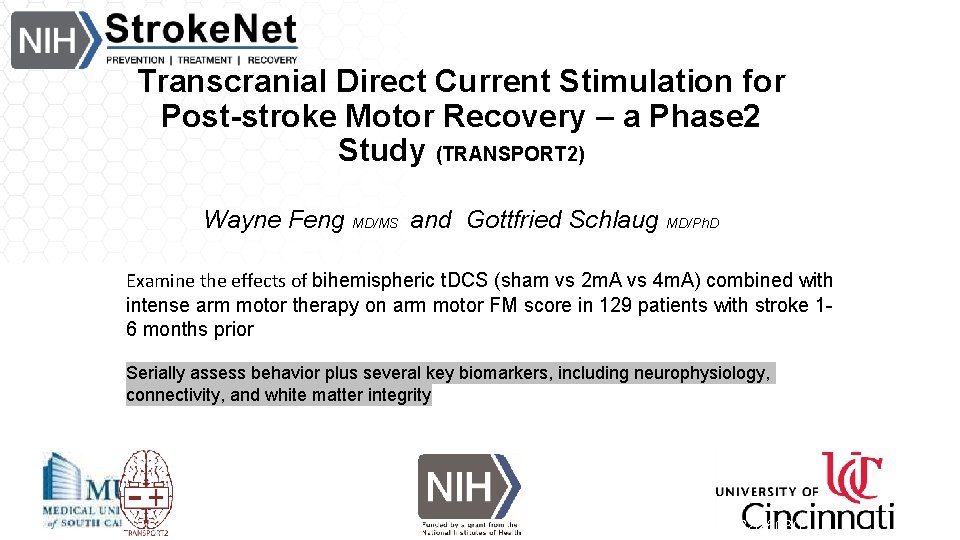 Transcranial Direct Current Stimulation for Post-stroke Motor Recovery – a Phase 2 Study (TRANSPORT