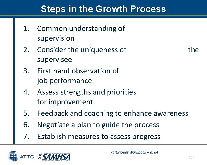 Steps in the Growth Process 1. Common understanding of supervision 2. Consider the uniqueness Steps in the Growth Process 1. Common understanding of supervision 2. Consider the uniqueness