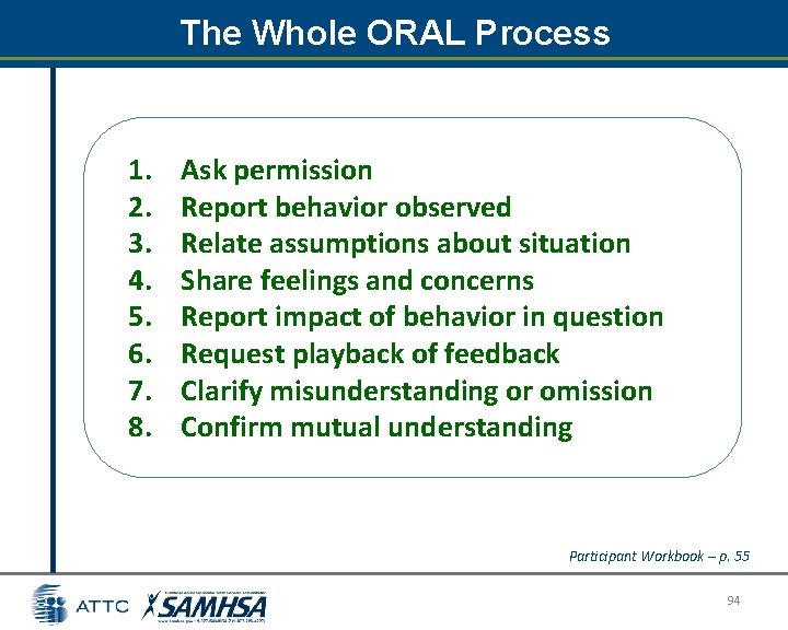 The Whole ORAL Process 1. 2. 3. 4. 5. 6. 7. 8. Ask permission The Whole ORAL Process 1. 2. 3. 4. 5. 6. 7. 8. Ask permission