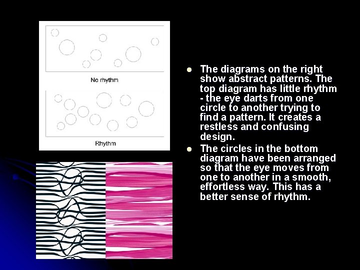 l l The diagrams on the right show abstract patterns. The top diagram has
