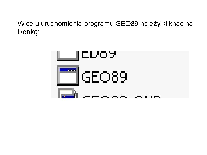 W celu uruchomienia programu GEO 89 należy kliknąć na ikonkę: 