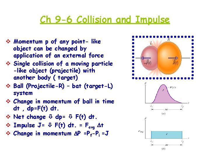 Ch 9 -6 Collision and Impulse v Momentum p of any point- like object