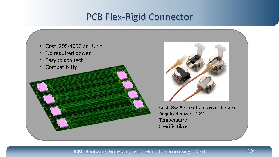 PCB Flex-Rigid Connector IDM I 2 C Control • • Cost: 200 -400€ per