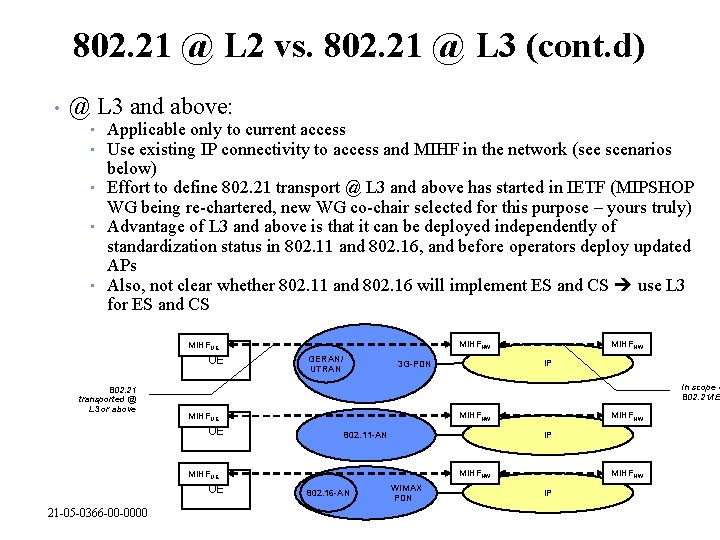 802. 21 @ L 2 vs. 802. 21 @ L 3 (cont. d) •