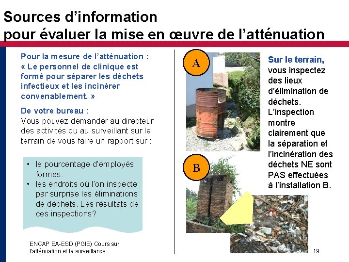 Sources d’information pour évaluer la mise en œuvre de l’atténuation Pour la mesure de