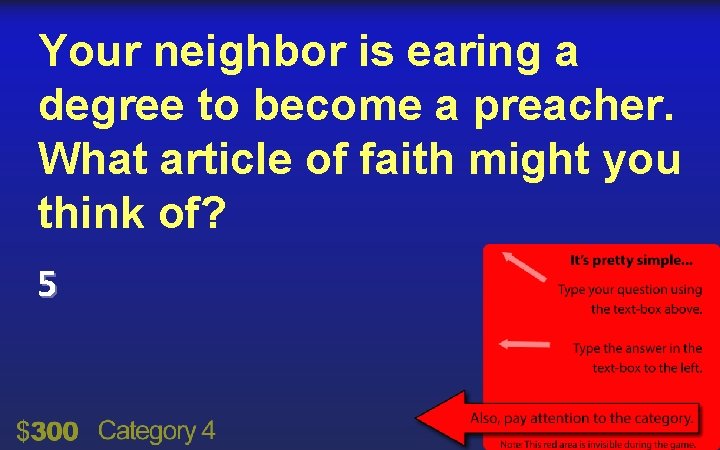 Your neighbor is earing a degree to become a preacher. What article of faith