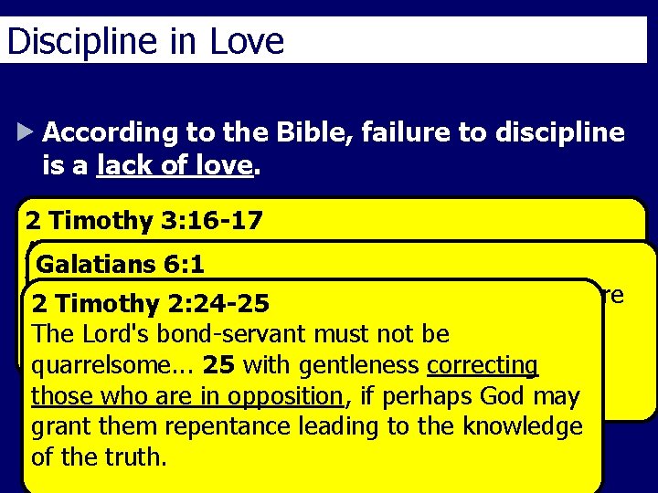 Discipline in Love According to the Bible, failure to discipline is a lack of