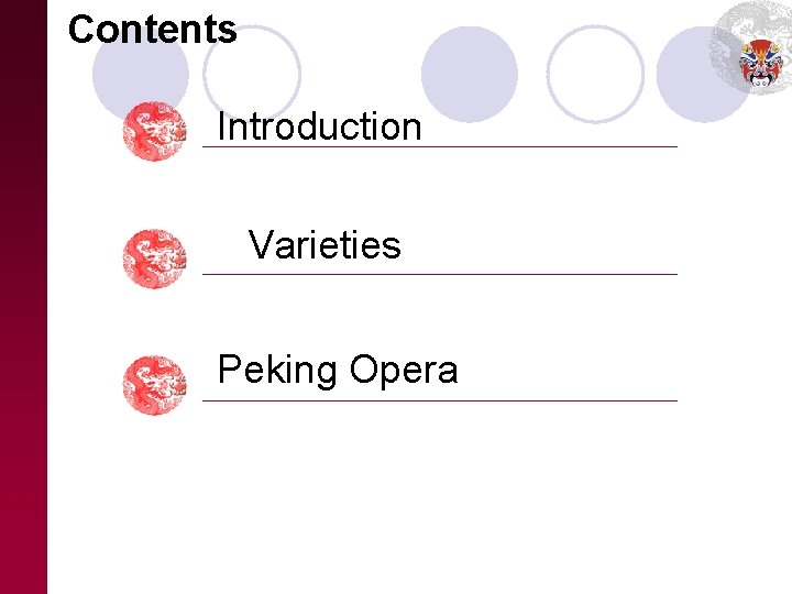 Contents Introduction Varieties Peking Opera 