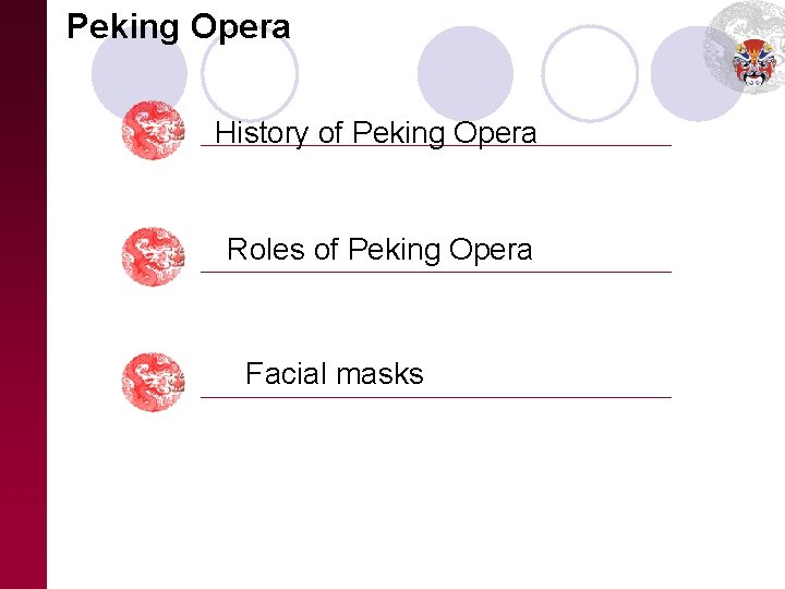 Peking Opera History of Peking Opera Roles of Peking Opera Facial masks 