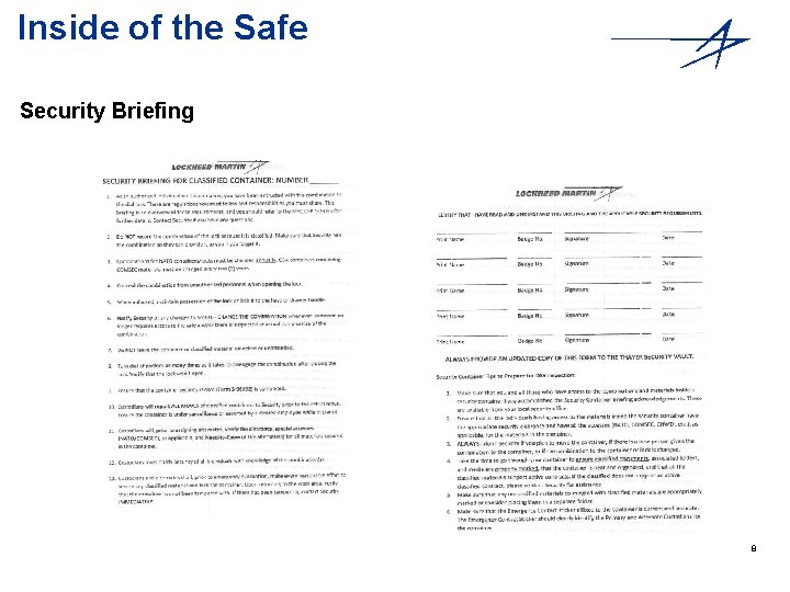 Inside of the Safe Security Briefing 8 