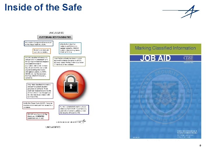 Inside of the Safe CDSE Marking Guide Custodian’s Responsibilities Sheet 9 