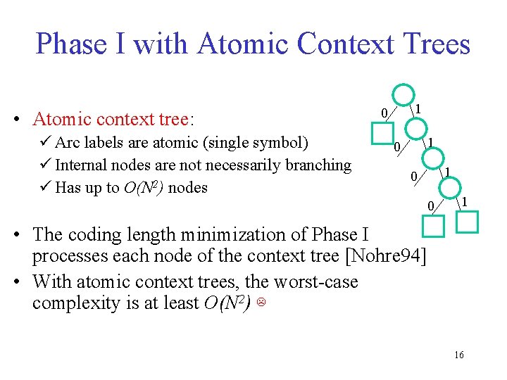 Phase I with Atomic Context Trees • Atomic context tree: ü Arc labels are