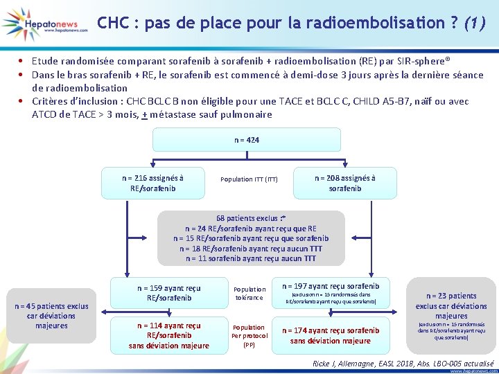 CHC : pas de place pour la radioembolisation ? (1) • Etude randomisée comparant