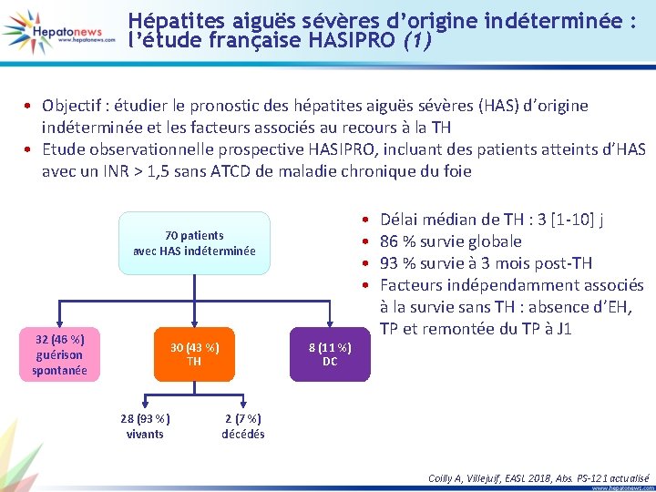 Hépatites aiguës sévères d’origine indéterminée : l’étude française HASIPRO (1) • Objectif : étudier