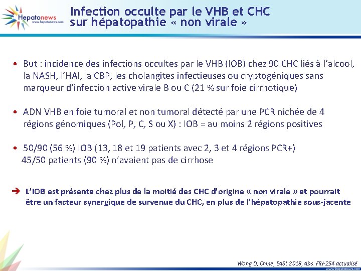 Infection occulte par le VHB et CHC sur hépatopathie « non virale » •