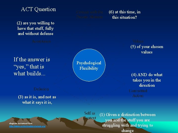 ACT Question (6) at this time, in this situation? (2) are you willing to