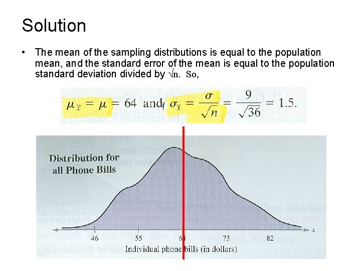 Solution • The mean of the sampling distributions is equal to the population mean,