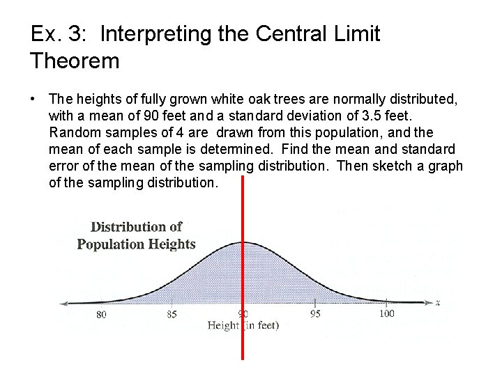 Ex. 3: Interpreting the Central Limit Theorem • The heights of fully grown white