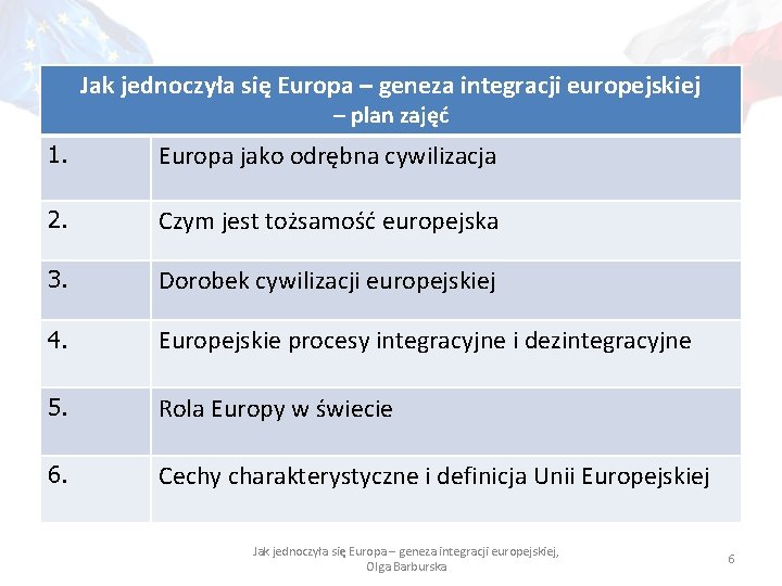 Jak jednoczyła się Europa – geneza integracji europejskiej – plan zajęć 1. Europa jako