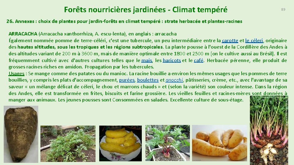 Forêts nourricières jardinées - Climat tempéré 89 26. Annexes : choix de plantes pour