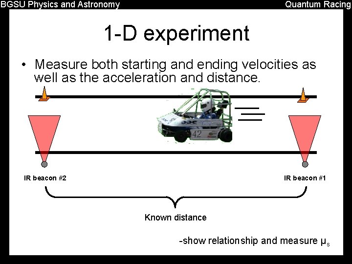 BGSU Physics and Astronomy Quantum Racing 1 -D experiment • Measure both starting and