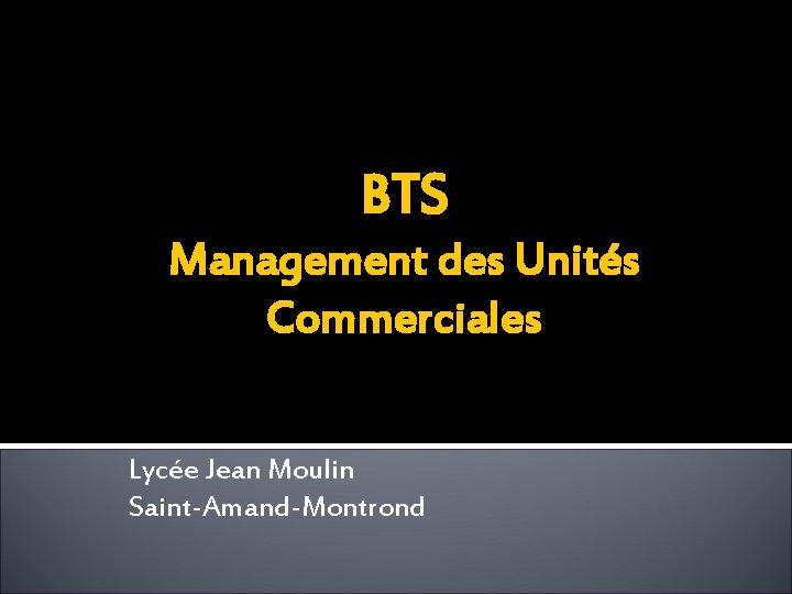 BTS Management des Unités Commerciales Lycée Jean Moulin Saint-Amand-Montrond 