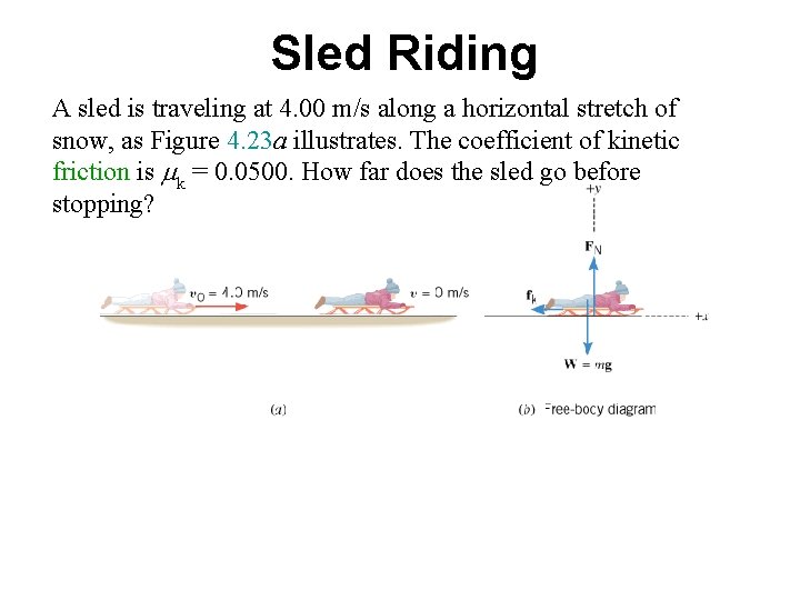 Sled Riding A sled is traveling at 4. 00 m/s along a horizontal stretch