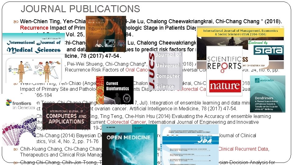 JOURNAL PUBLICATIONS Wen-Chien Ting, Yen-Chiao (Angel) Lu, Chi-Jie Lu, Chalong Cheewakriangkrai, Chi-Chang * (2018).