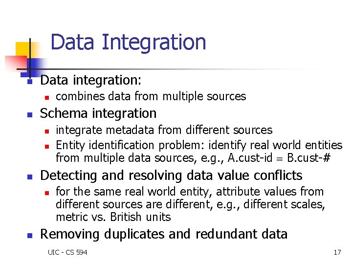 Chapter 2 Data Preprocessing UIC CS 594 1
