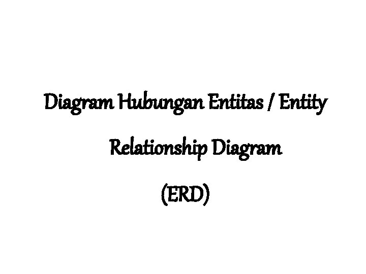 Diagram Hubungan Entitas / Entity Relationship Diagram (ERD) 