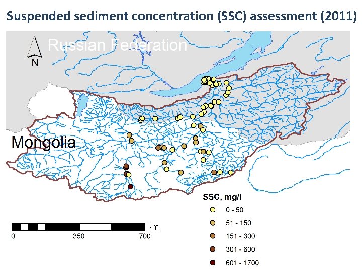 Suspended sediment concentration (SSC) assessment (2011) km 