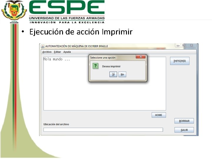  • Ejecución de acción Imprimir 