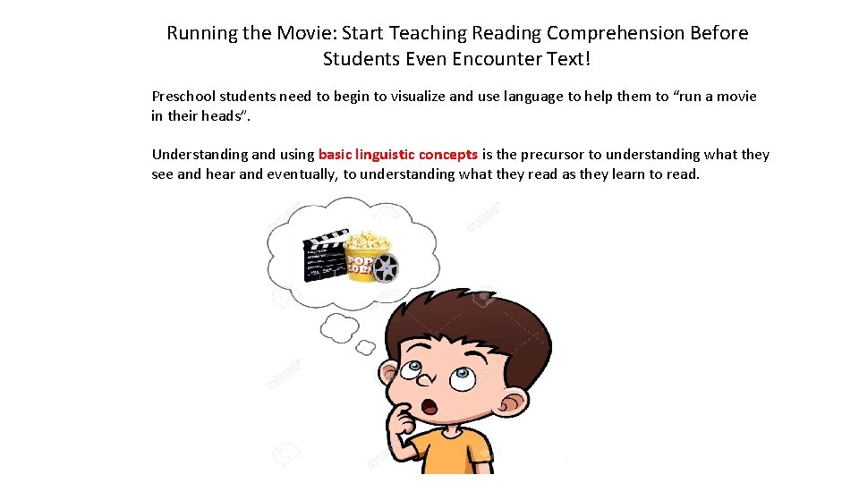 Running the Movie: Start Teaching Reading Comprehension Before Students Even Encounter Text! Preschool students