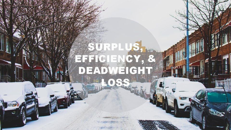 SURPLUS, EFFICIENCY, & DEADWEIGHT LOSS SURPLUS, EFFICIENCY, & DEADWEIGHT LOSS