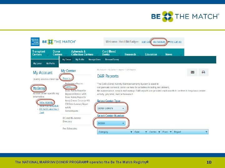 The NATIONAL MARROW DONOR PROGRAM ® operates the Be The Match Registry®. 10 