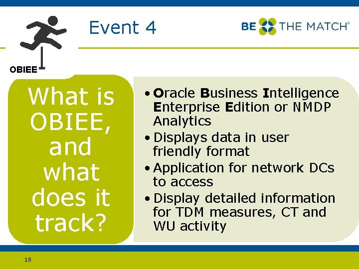 Event 4 OBIEE What is OBIEE, and what does it track? 18 • Oracle