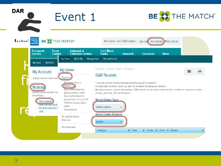 DAR Event 1 How to find the DAR reports? 9 • Network website in