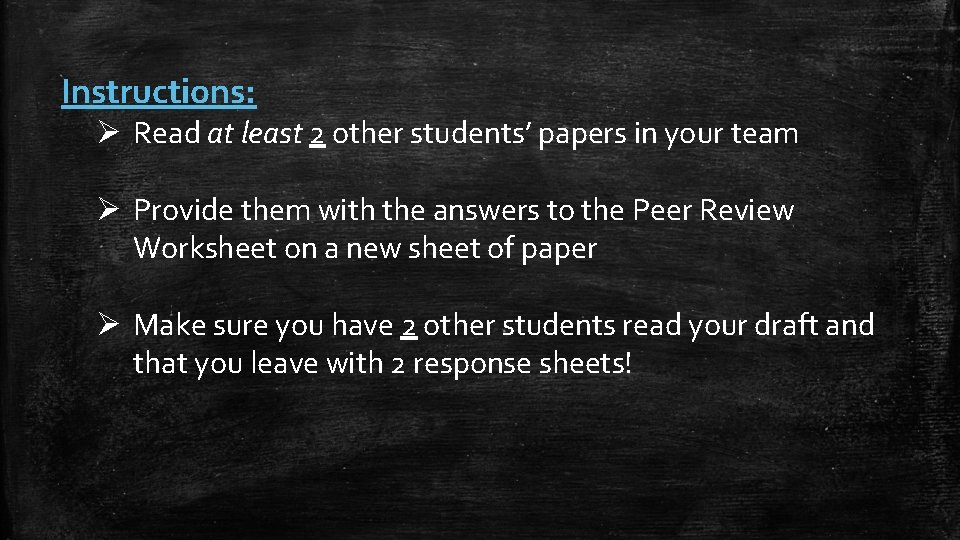 Instructions: Ø Read at least 2 other students’ papers in your team Ø Provide